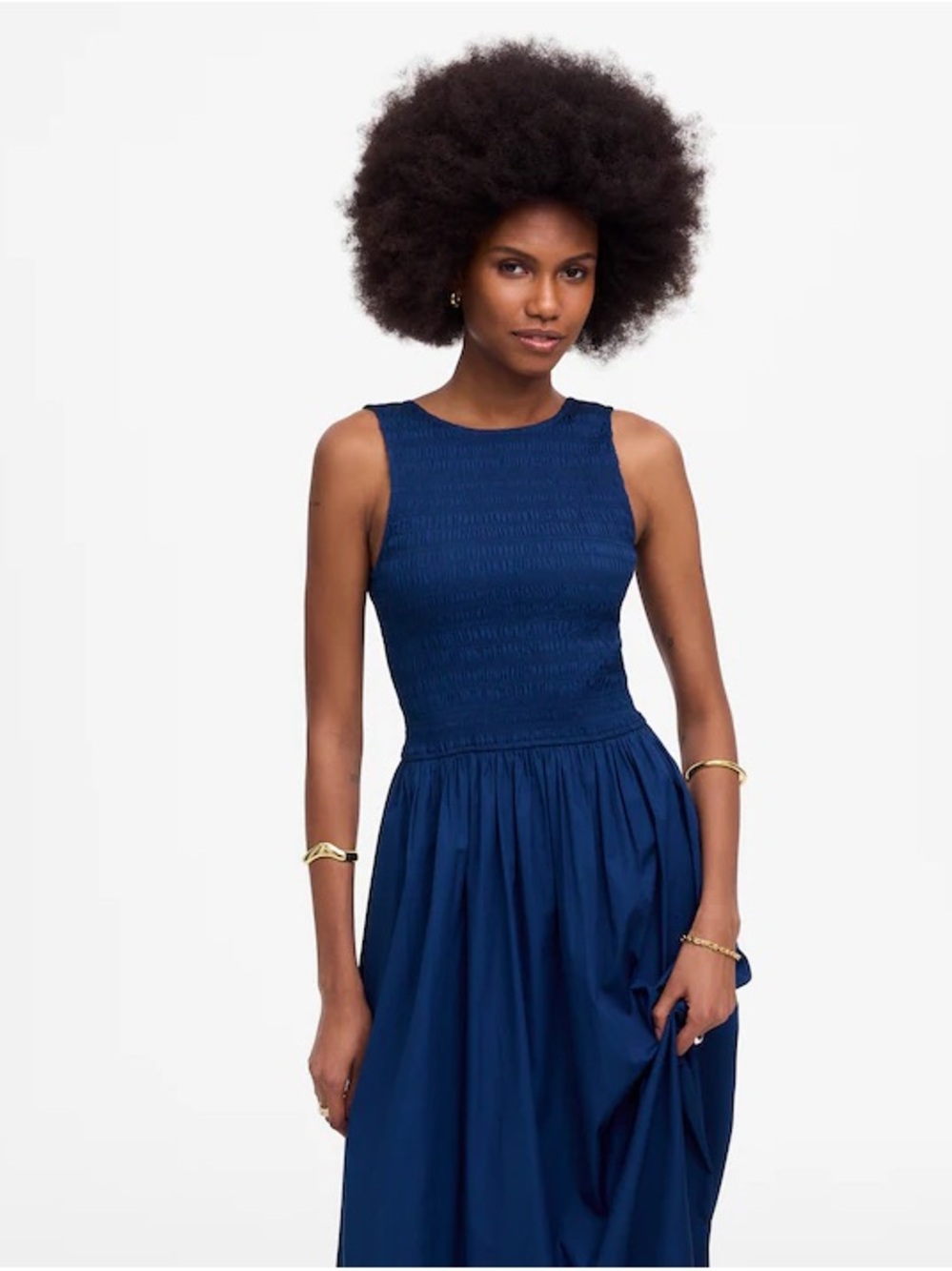Madewell The Melody Scoopback Smocked Midi Dress - Picture 2 of 11